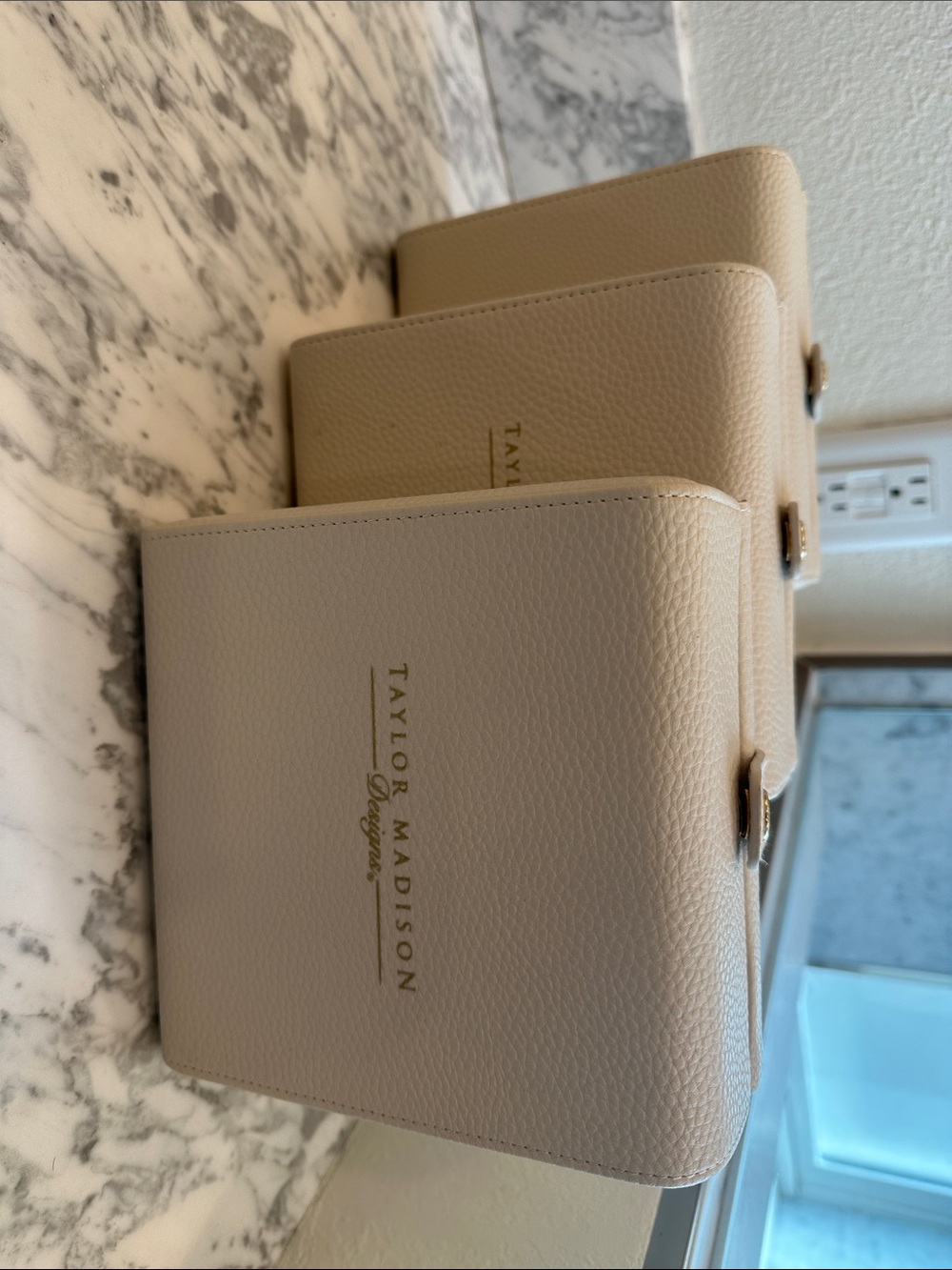 Taylor Madison Beige Faux Pebble Leather Jewelry Boxes - Set of 3